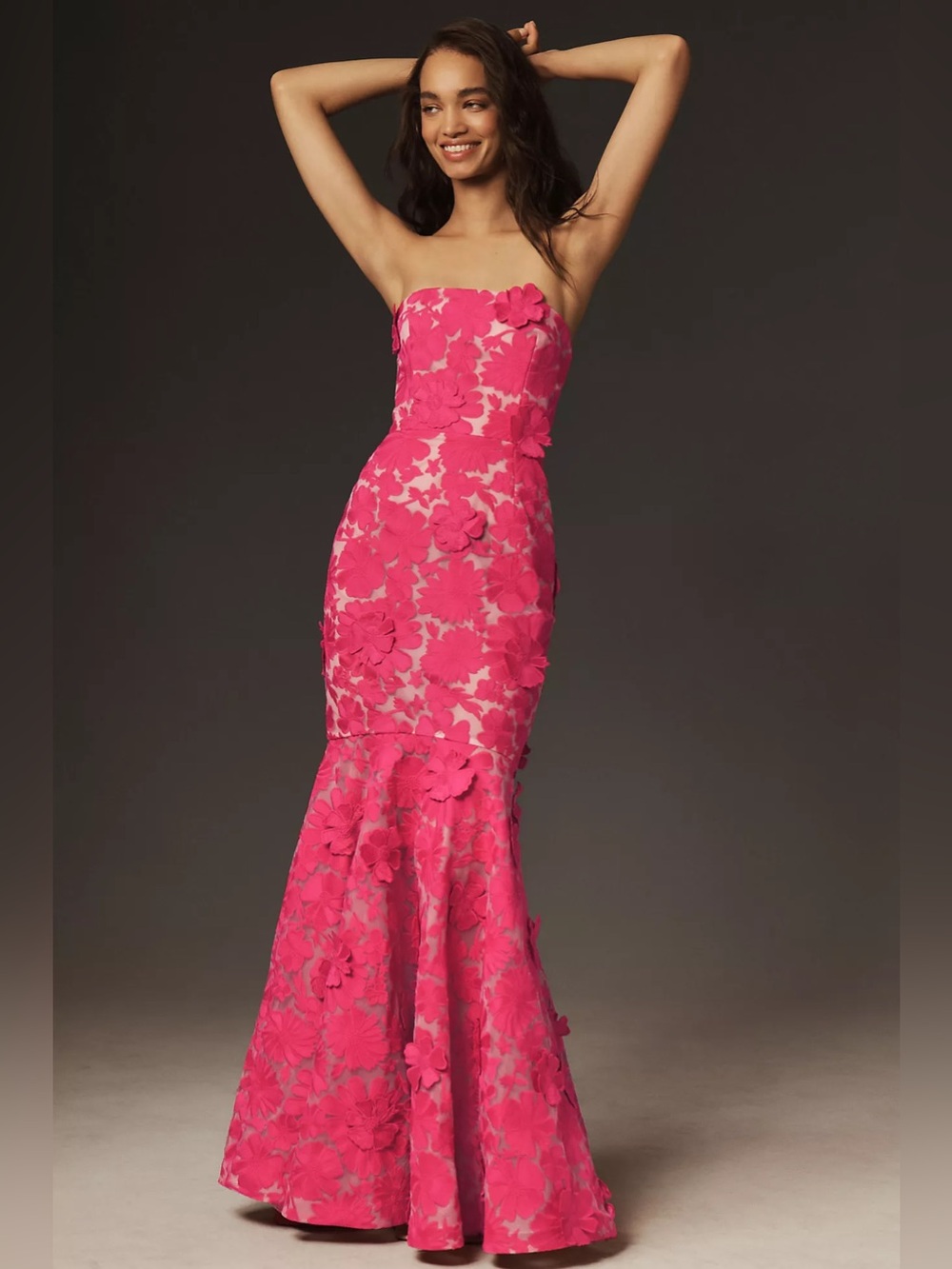 HELSI Jessica Strapless Floral Maxi Dress in Pink S